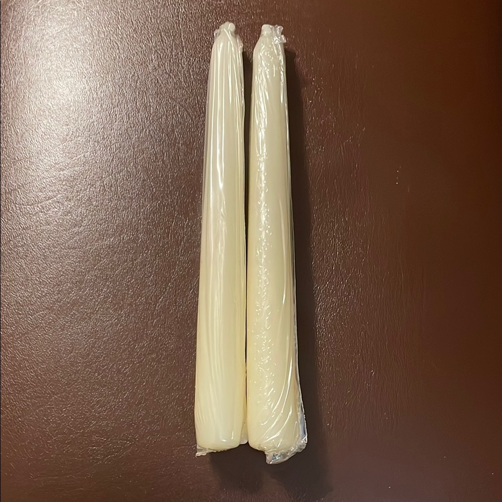2 Elegant Cream Taper Candles